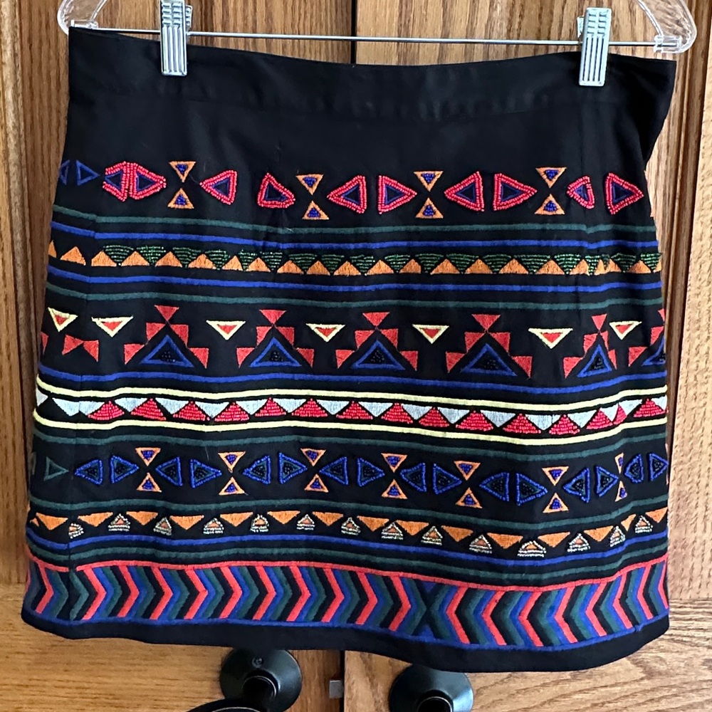 Sam Edelman Colorful Geometric Patterned Skirt beaded